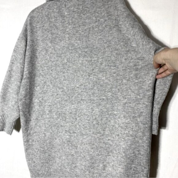 Mango Oversized Grey Knit Turtleneck Sweater W Bubble Sleeves M - Picture 11 of 14